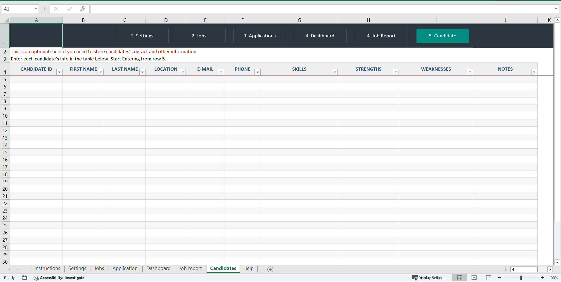 Recruitment Management Excel Template (Excel template (XLSX)) Preview Image