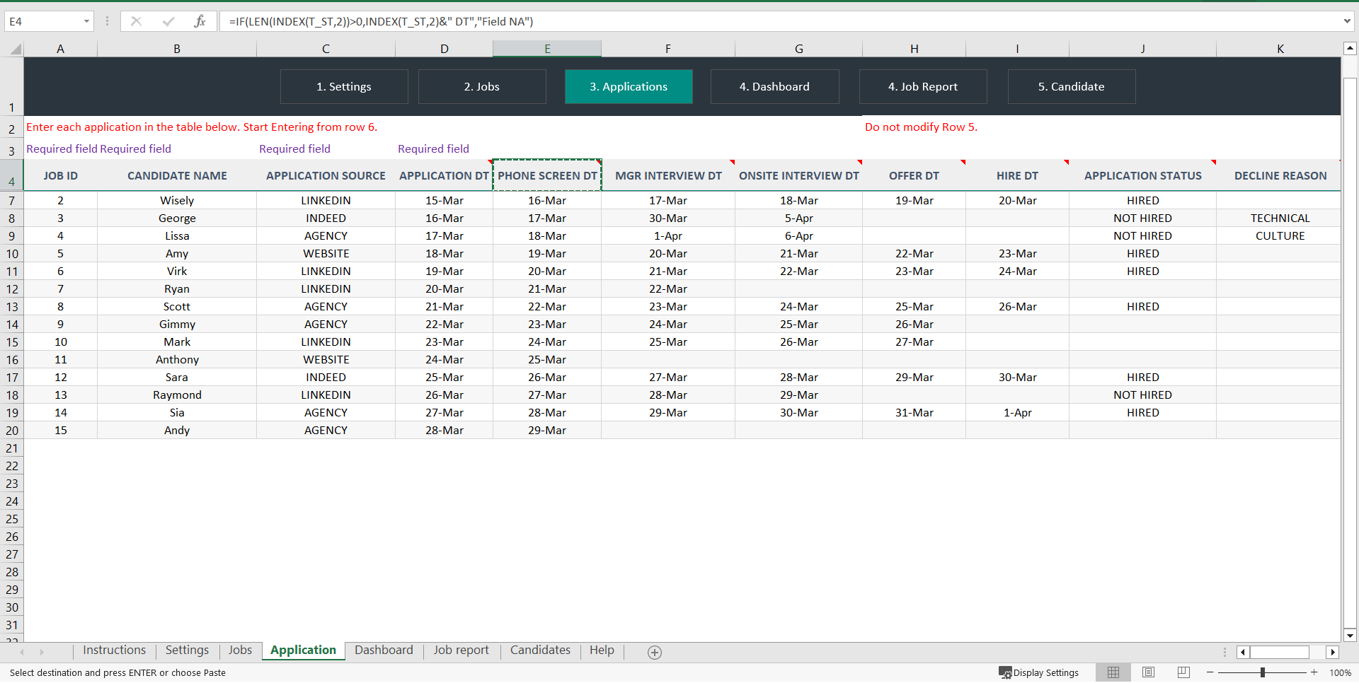 Recruitment Management Excel Template (Excel template (XLSM)) Preview Image