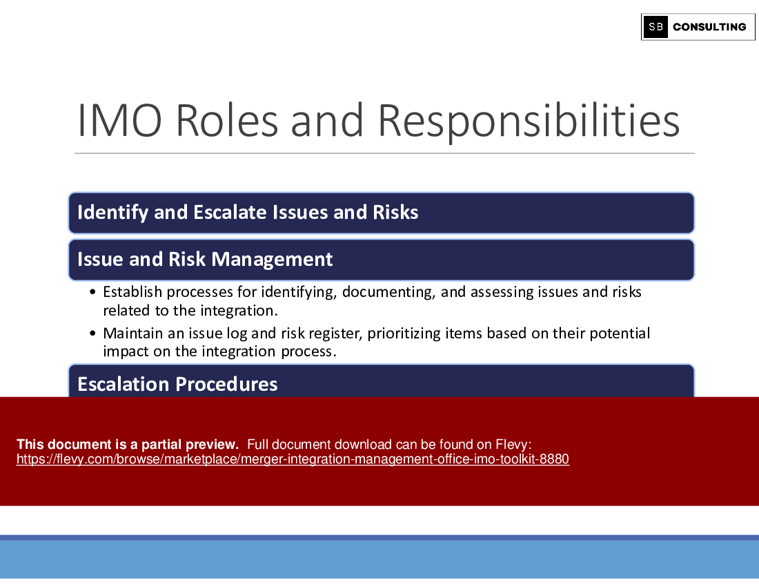 Merger Integration Management Office (IMO) Toolkit (414-slide PPT PowerPoint presentation (PPTX)) Preview Image