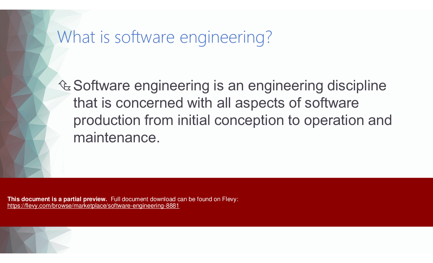 Software Engineering (433-slide PPT PowerPoint presentation (PPTX)) Preview Image