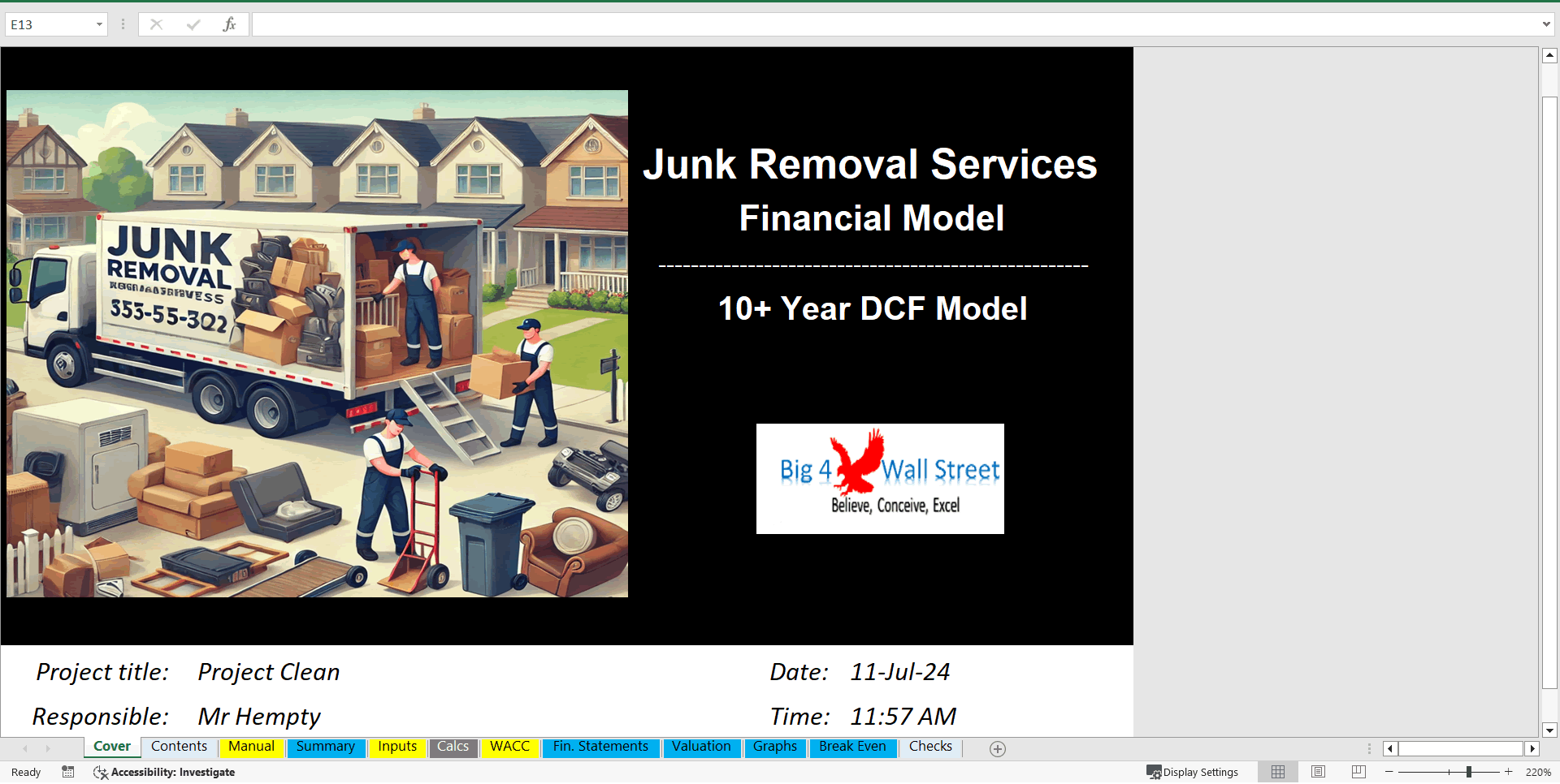 Junk Removal Services - Financial Model (DCF and Valuation)