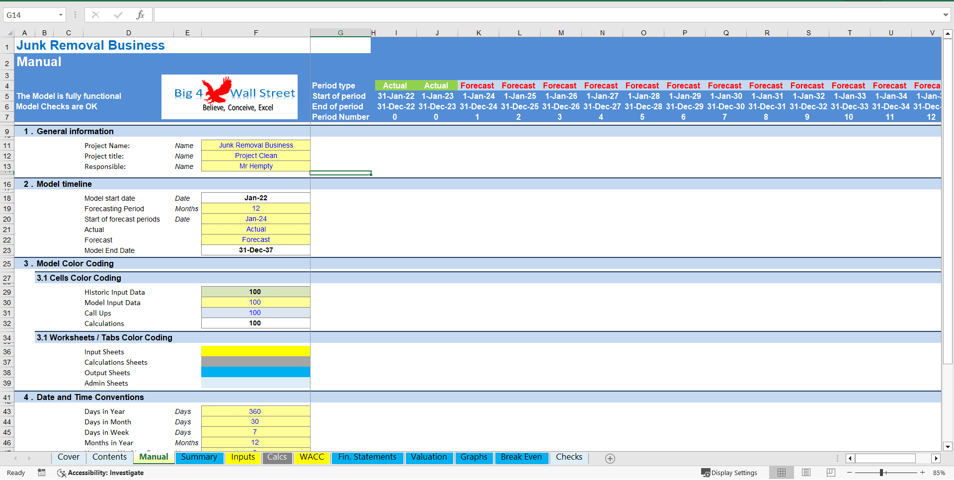 Junk Removal Services - Financial Model (DCF and Valuation) (Excel template (XLSX)) Preview Image