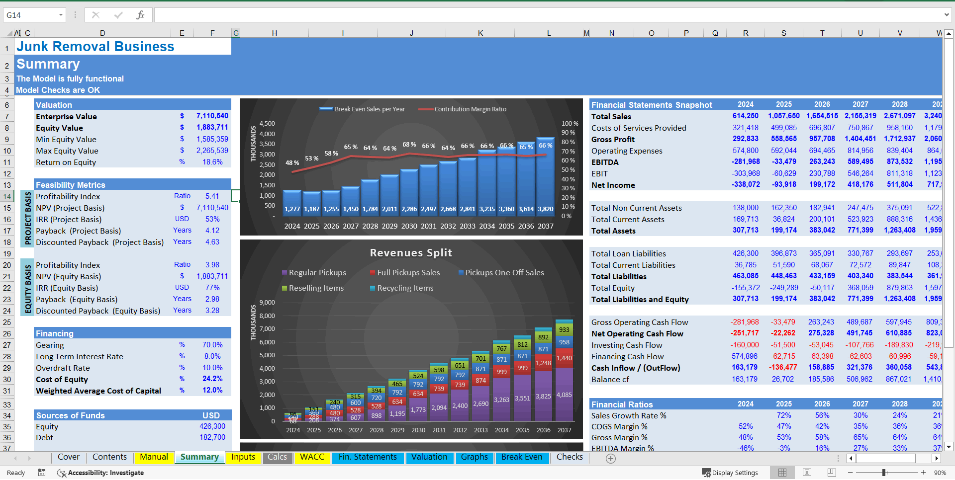 Junk Removal Services - Financial Model (DCF and Valuation) (Excel template (XLSX)) Preview Image