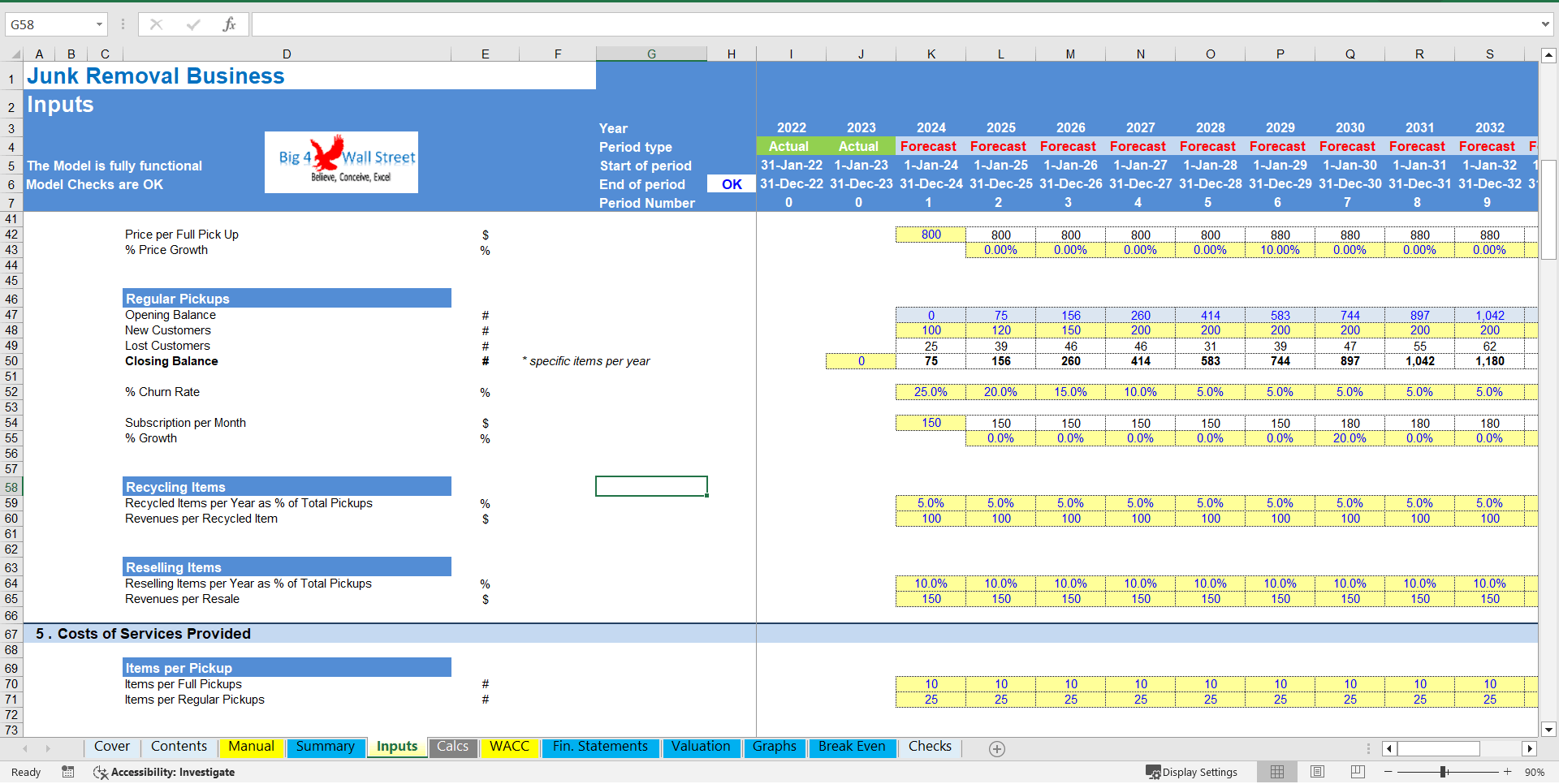 Junk Removal Services - Financial Model (DCF and Valuation) (Excel template (XLSX)) Preview Image