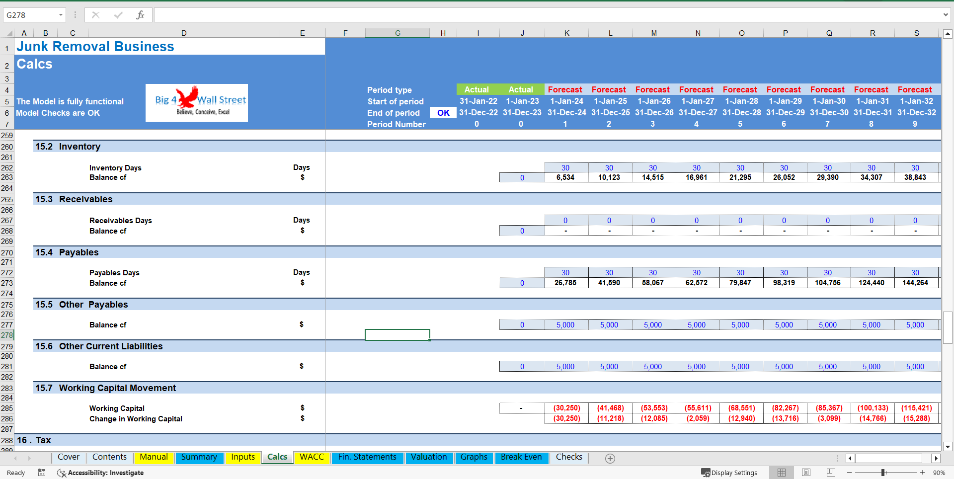 Junk Removal Services - Financial Model (DCF and Valuation) (Excel template (XLSX)) Preview Image