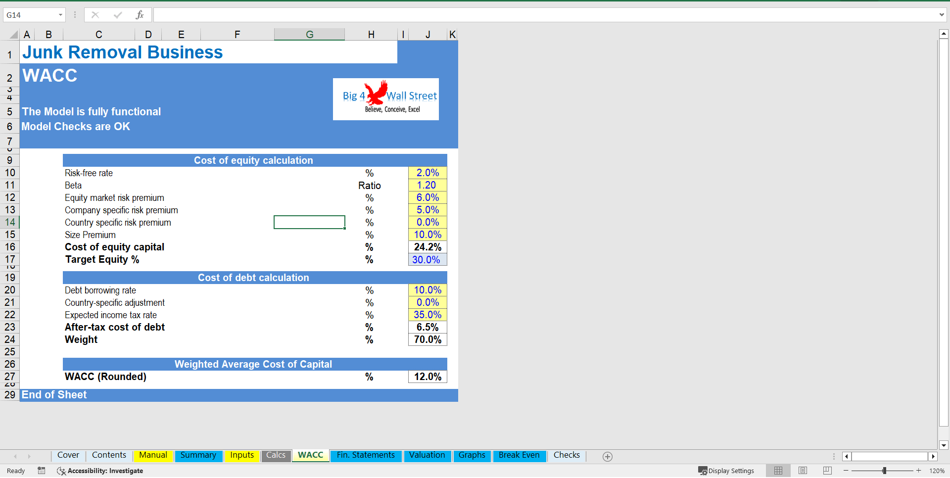 Junk Removal Services - Financial Model (DCF and Valuation) (Excel template (XLSX)) Preview Image