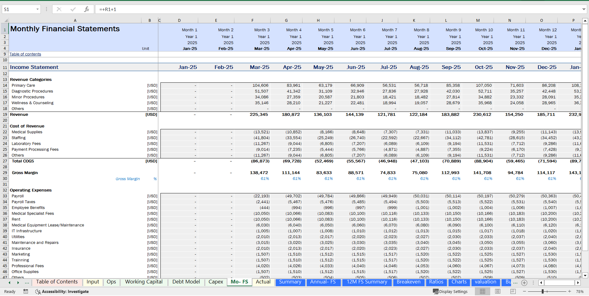 Medical Clinic Financial Model (Excel template (XLSX)) Preview Image