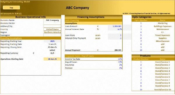 Budgeting and Forecasting Financial Model (Excel template (XLSX)) Preview Image