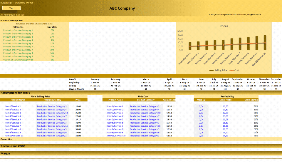 Budgeting and Forecasting Financial Model (Excel template (XLSX)) Preview Image