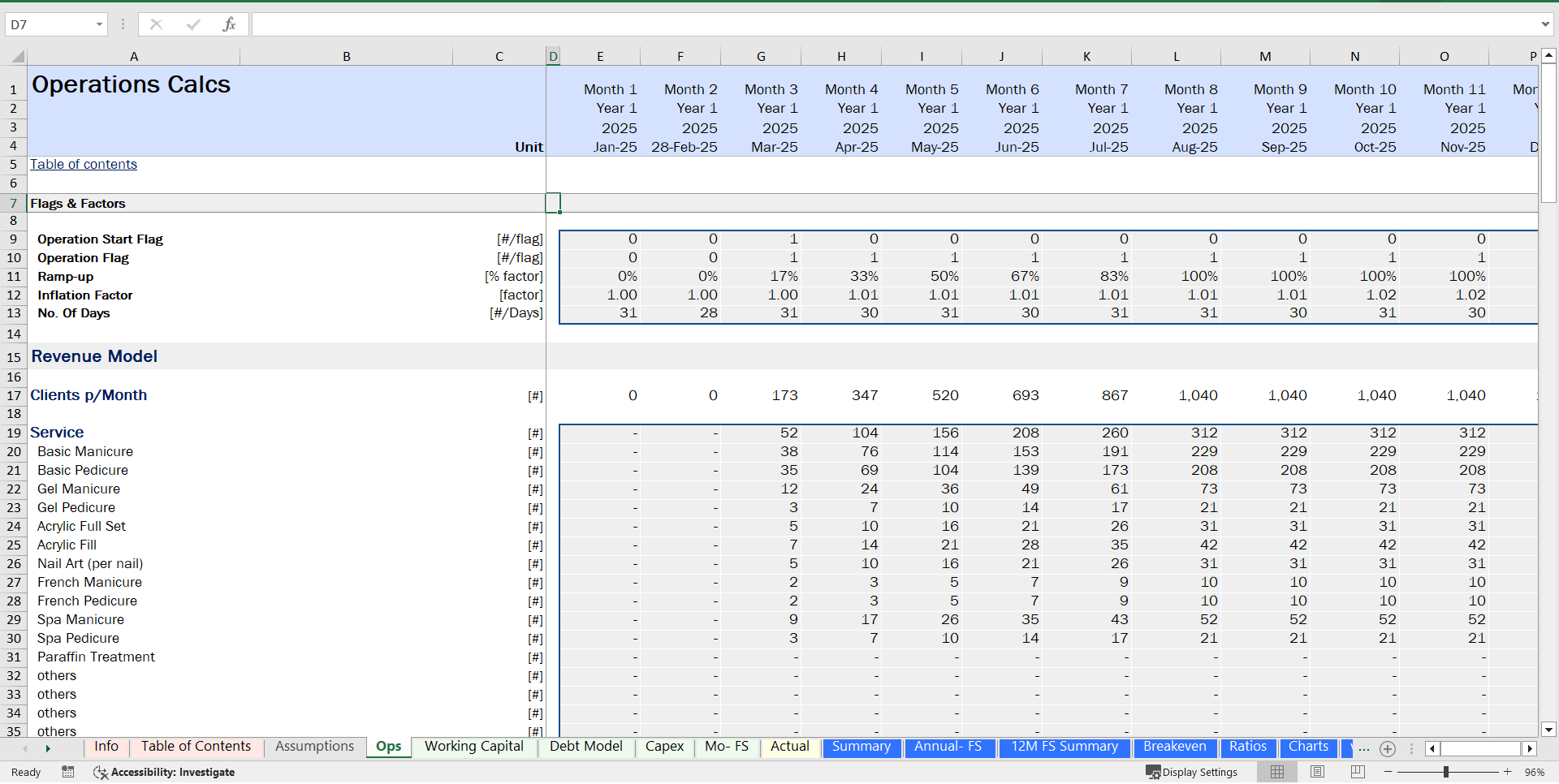 Nail Salon Financial Model (Excel template (XLSX)) Preview Image