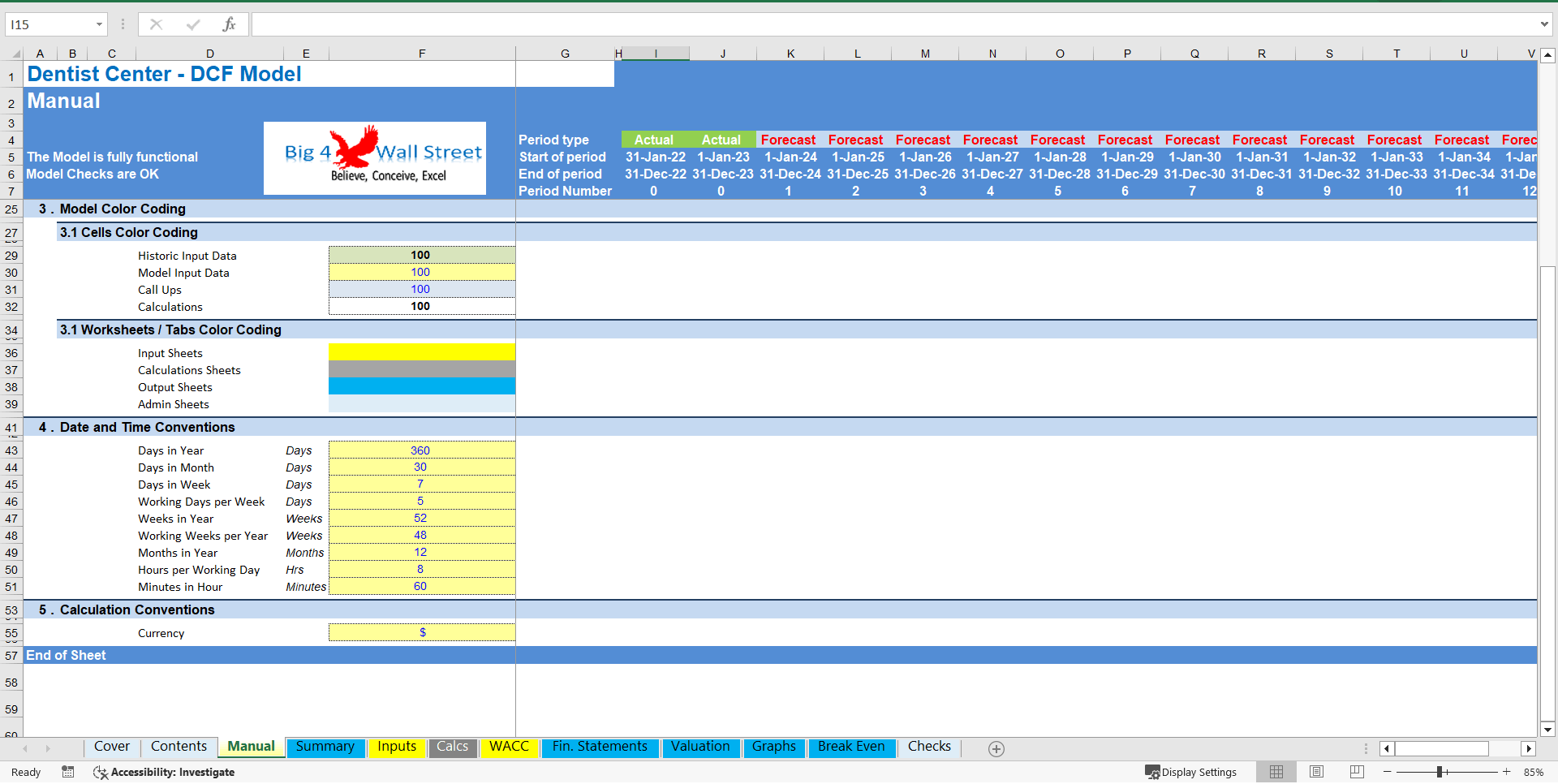 Dentists' Center - Financial Model (10+ Year DCF and Valuation) (Excel template (XLSX)) Preview Image