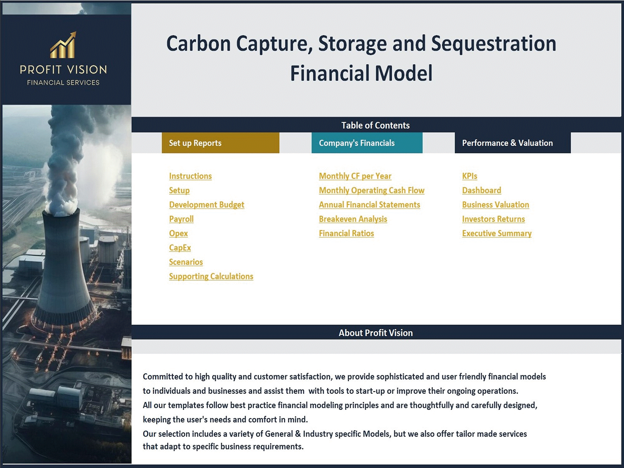 Carbon Capture Plant (Sequestration, Storage, Transportation) (Excel template (XLSX)) Preview Image