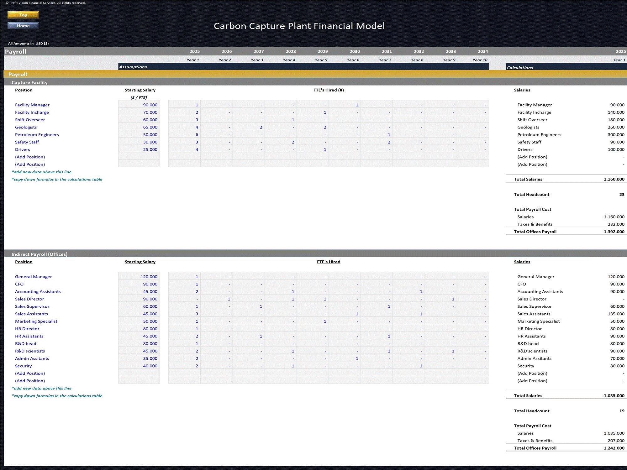 Carbon Capture Plant (Sequestration, Storage, Transportation) (Excel template (XLSX)) Preview Image