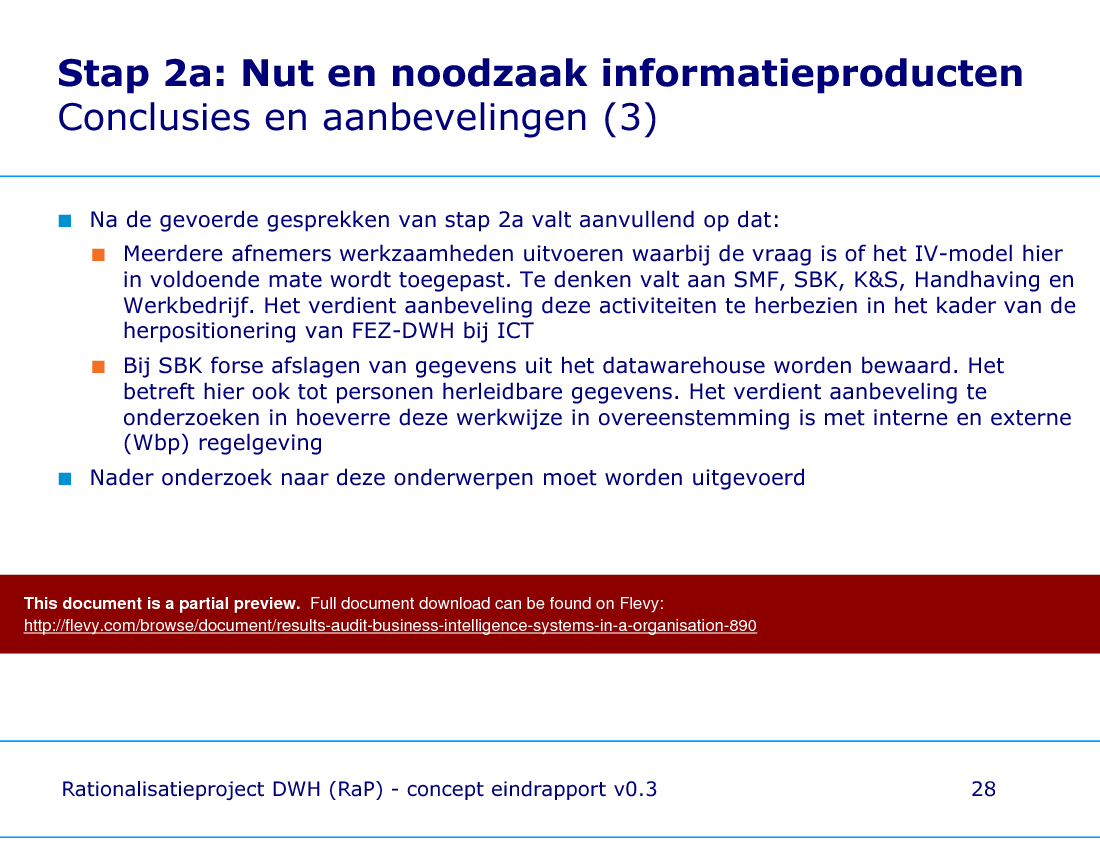 Results Audit Business Intelligence Systems in a Organisation (Dutch) (78-slide PPT PowerPoint presentation (PPTX)) Preview Image