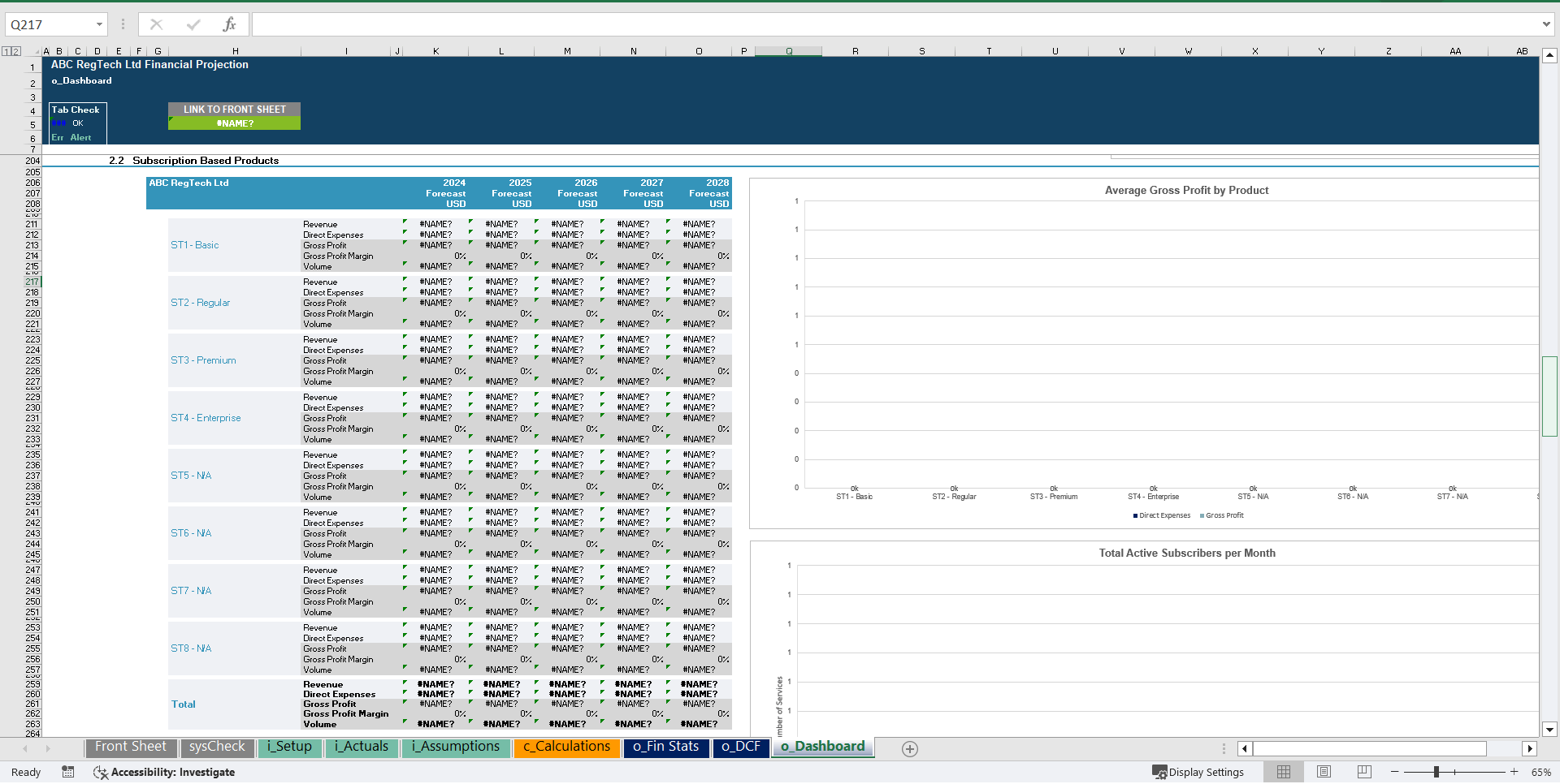 RegTech Business 5-Year 3 Statement Financial Projection Model (Excel template (XLSX)) Preview Image