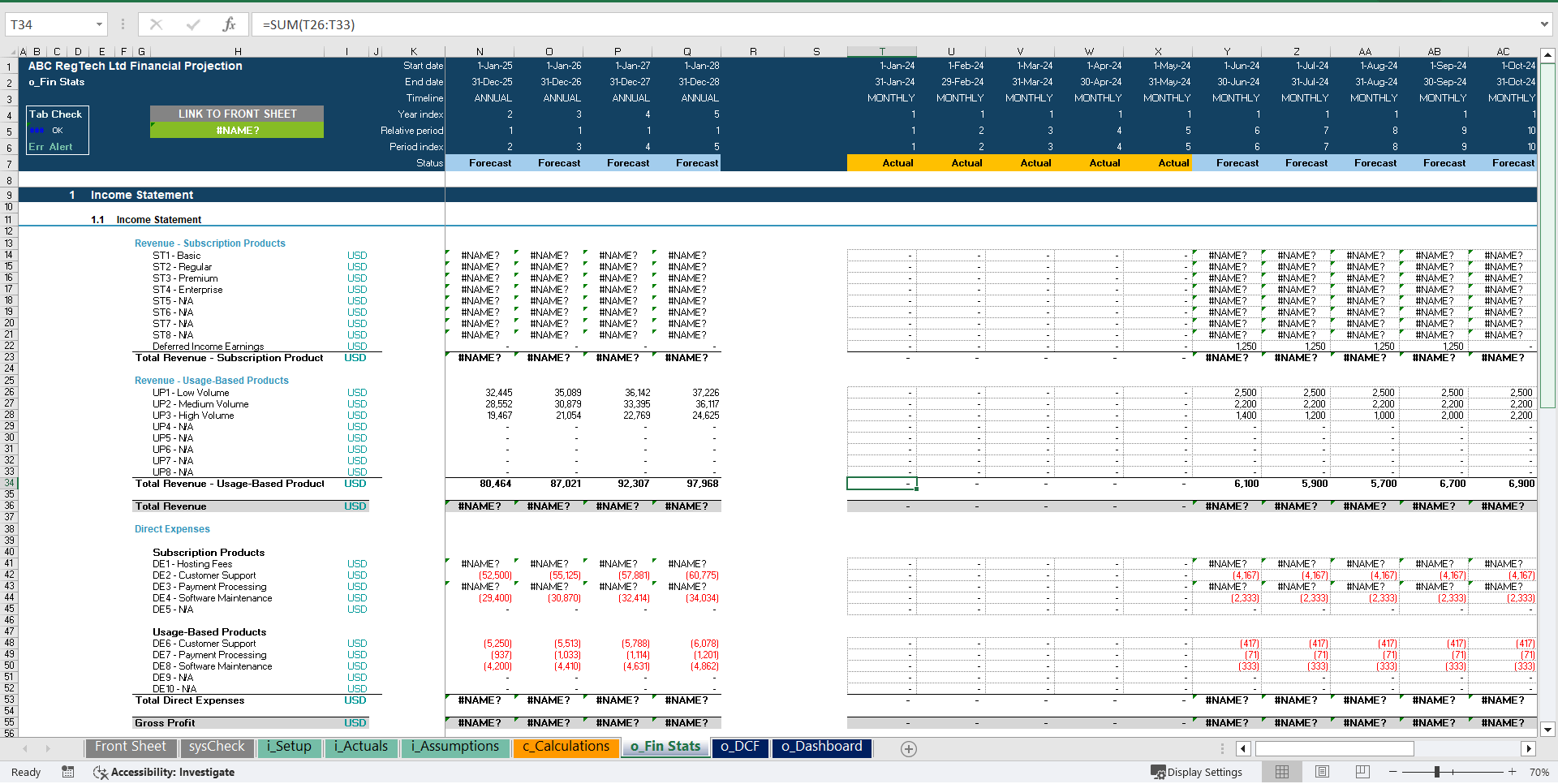 RegTech Business 5-Year 3 Statement Financial Projection Model (Excel template (XLSX)) Preview Image