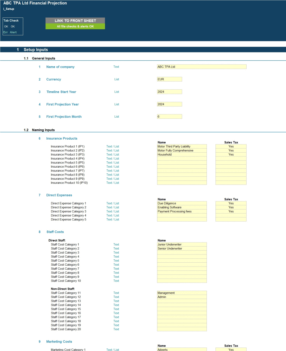 Insurance Third-Party Administrator (TPA) 5-Year 3 Statement Financial Model (Excel template (XLSX)) Preview Image