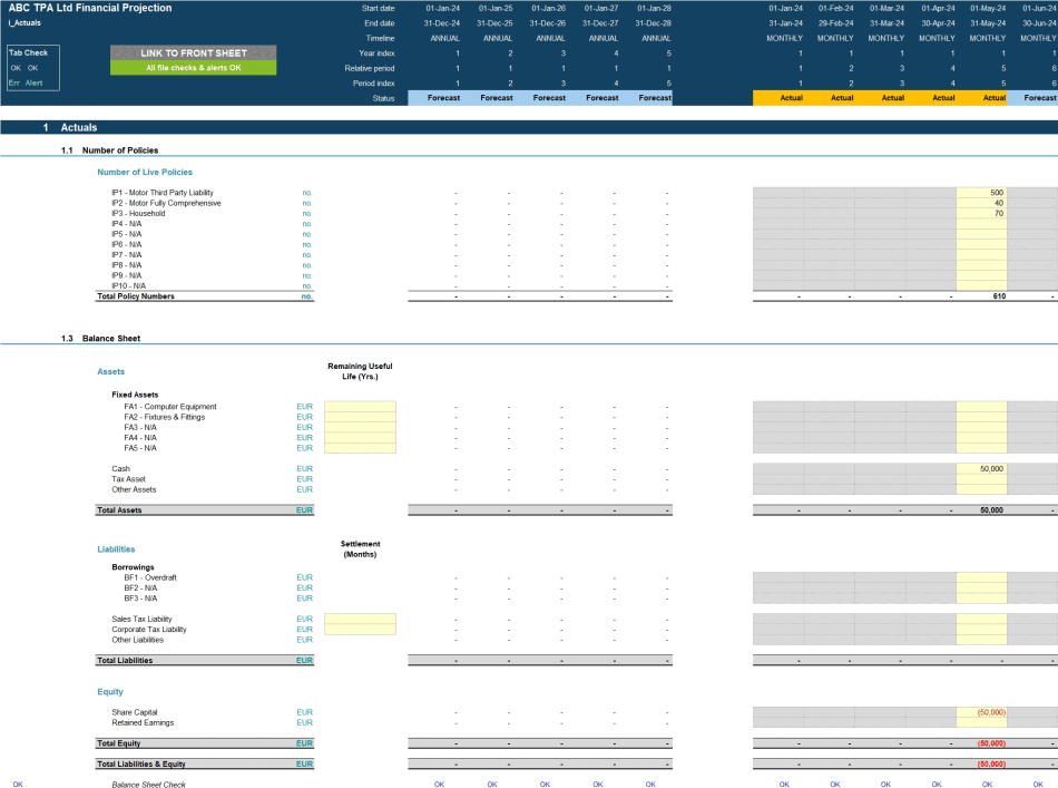 Insurance Third-Party Administrator (TPA) 5-Year 3 Statement Financial Model (Excel template (XLSX)) Preview Image