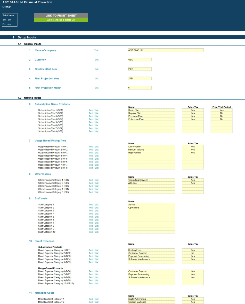 Software as a Service (SaaS) Business 5-Year 3 Statement Financial Model (Excel template (XLSX)) Preview Image