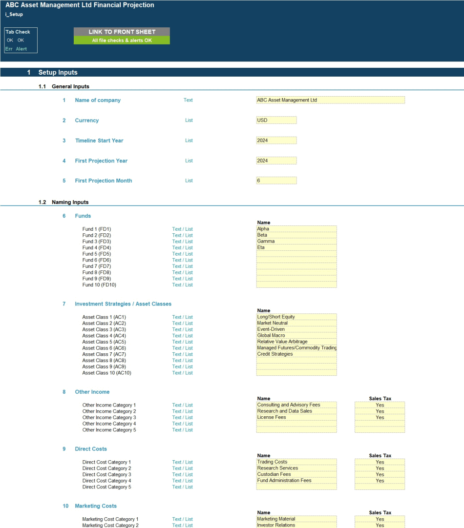 Hedge Fund Financial Projection Model (Excel template (XLSX)) Preview Image