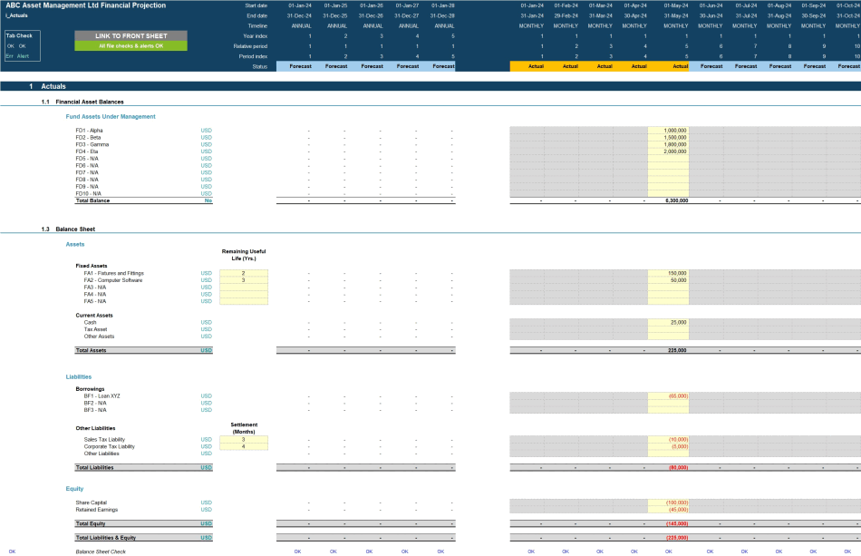 Hedge Fund Financial Projection Model (Excel template (XLSX)) Preview Image