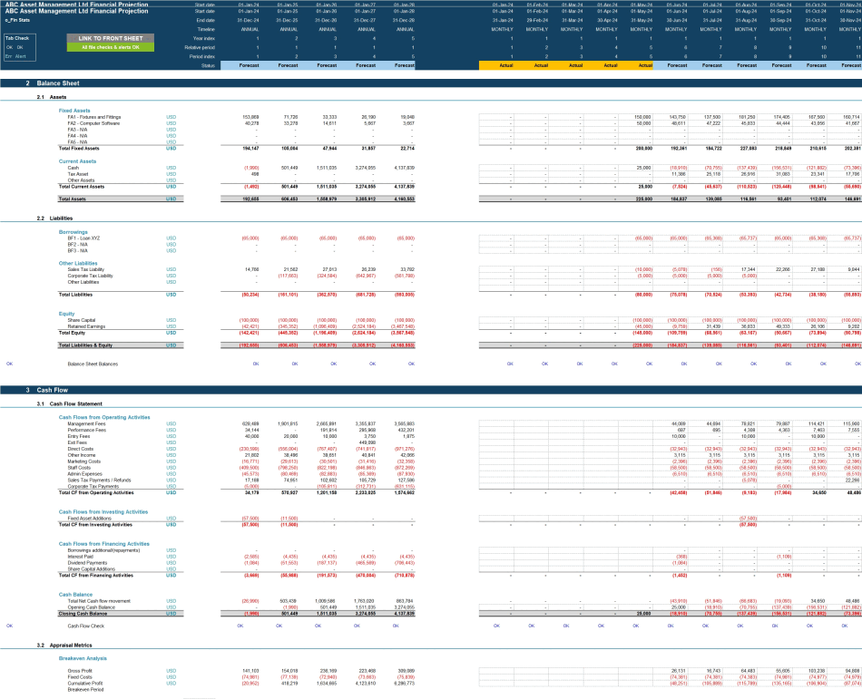 Hedge Fund Financial Projection Model (Excel template (XLSX)) Preview Image