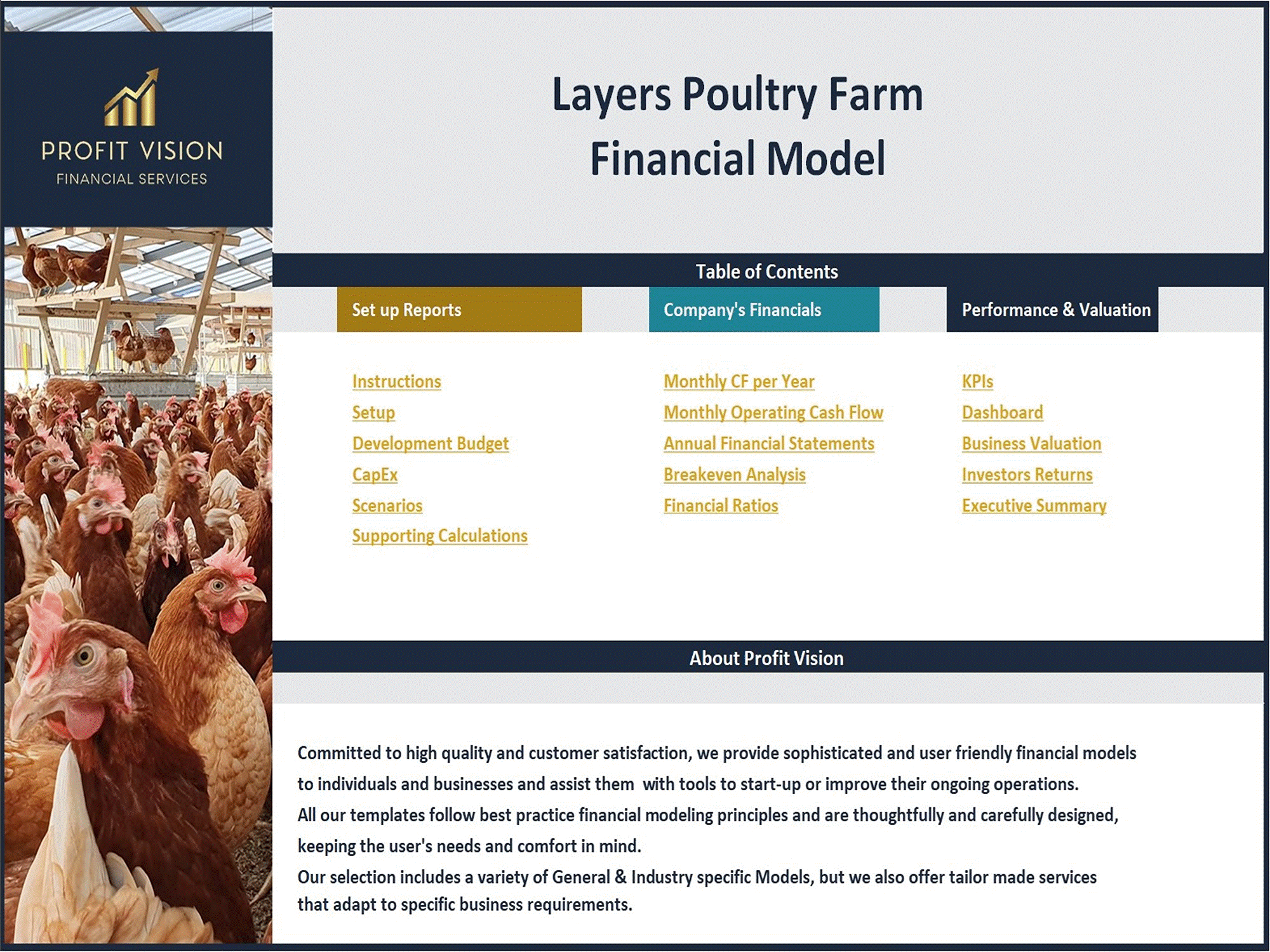 Layers Poultry Farm – 10 Year Financial Model (Excel template (XLSX)) Preview Image