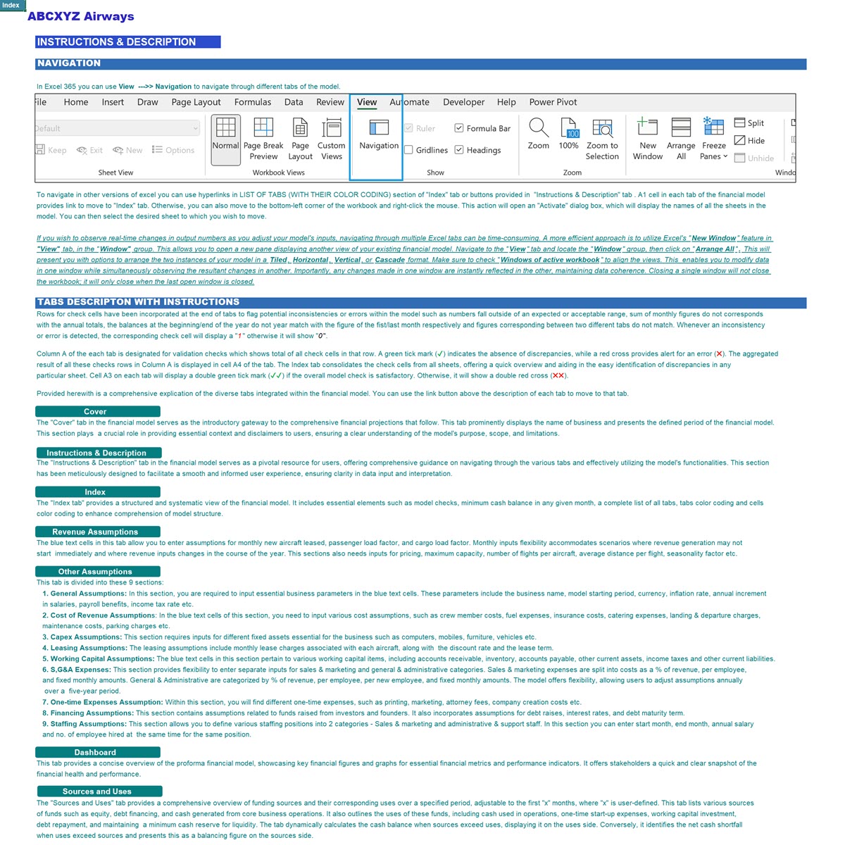 Airline Financial Projection Model (Aircraft Lease Basis) (Excel template (XLSX)) Preview Image