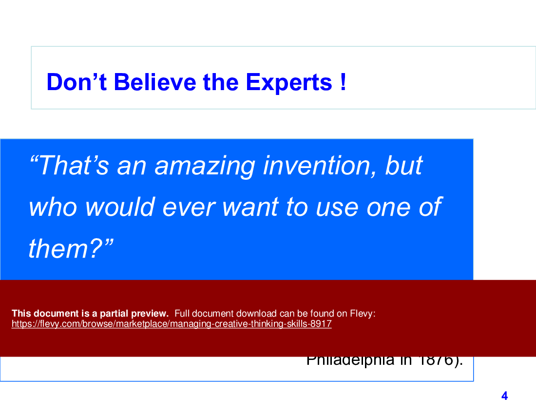 Managing Creative Thinking Skills (51-slide PPT PowerPoint presentation (PPTX)) Preview Image