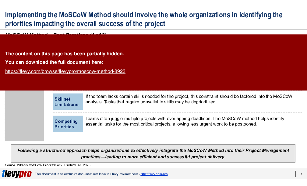 MoSCoW  Method (28-slide PPT PowerPoint presentation (PPTX)) Preview Image