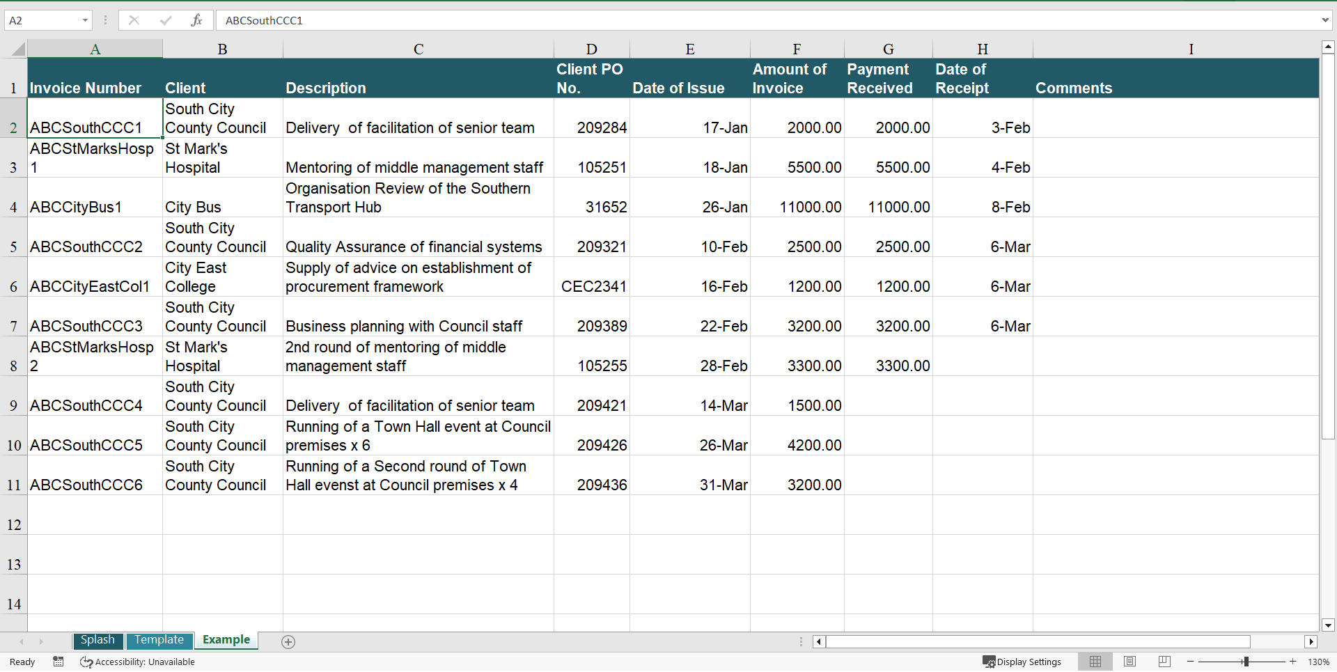 Invoice Tracker – Actual Example and Template plus Invoice (Excel template (XLS)) Preview Image