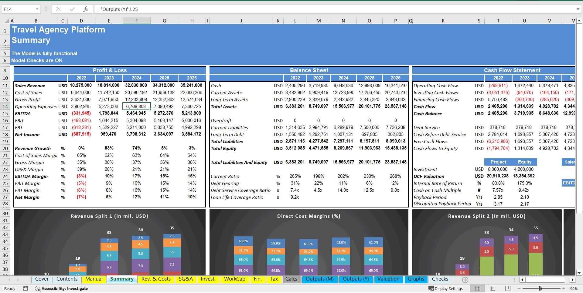 Travel Agency Platform - Financial Model (5-Year Monthly DCF & Valuation) (Excel template (XLSX)) Preview Image