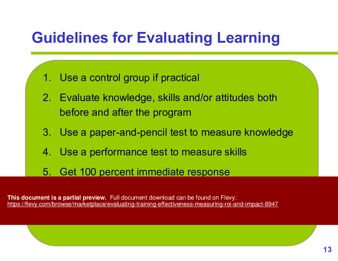 Evaluating Training Effectiveness: Measuring ROI and Impact (66-slide PPT PowerPoint presentation (PPTX)) Preview Image