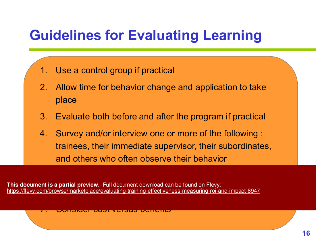 Evaluating Training Effectiveness: Measuring ROI and Impact (66-slide PPT PowerPoint presentation (PPTX)) Preview Image