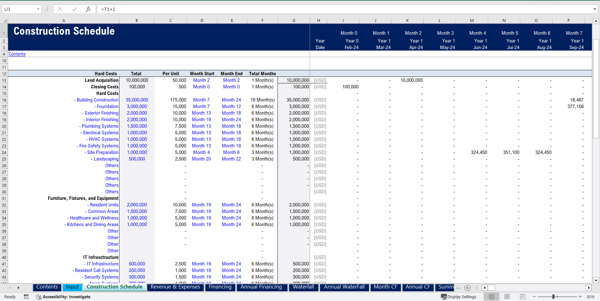 Senior Living Development Model - Real Estate Pro-forma (Excel template (XLSM)) Preview Image