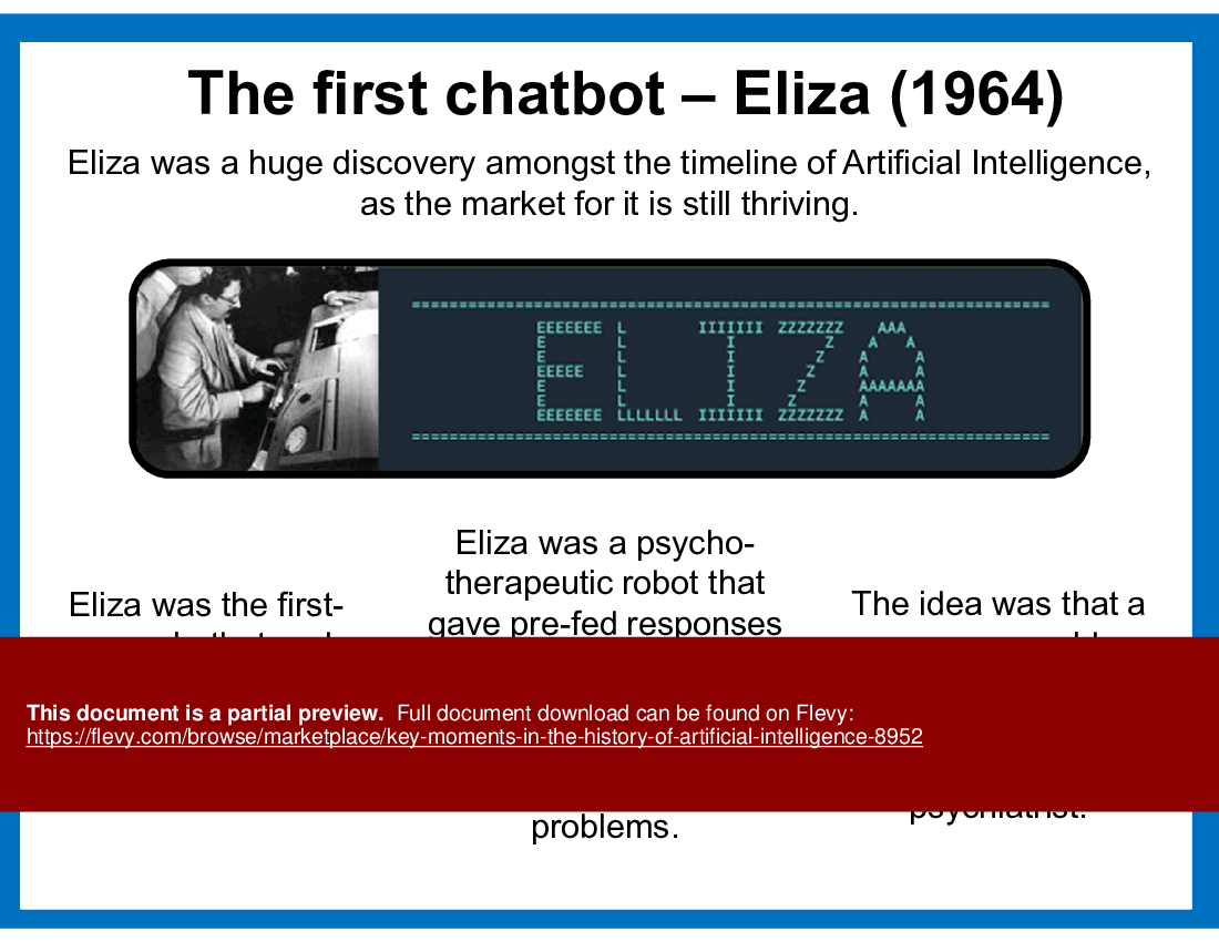 Key Moments in the History of Artificial Intelligence (21-slide PPT PowerPoint presentation (PPT)) Preview Image