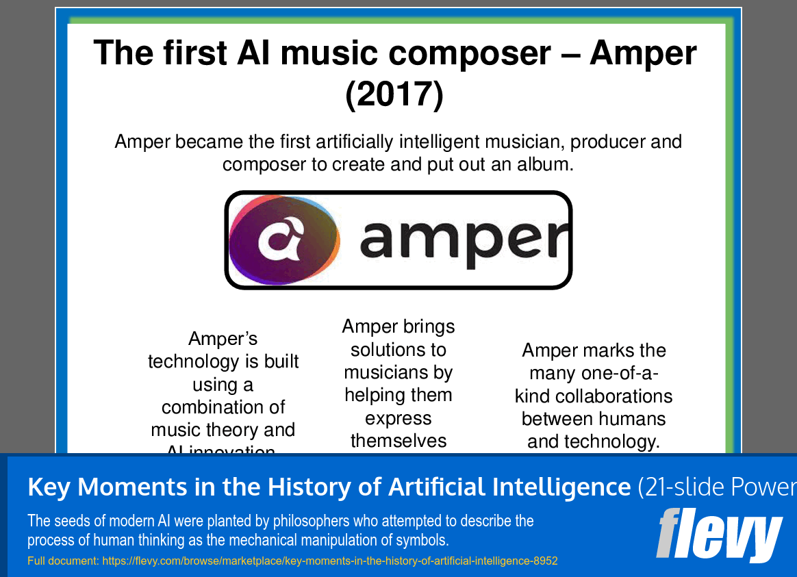 Key Moments in the History of Artificial Intelligence (21-slide PPT PowerPoint presentation (PPT)) Preview Image