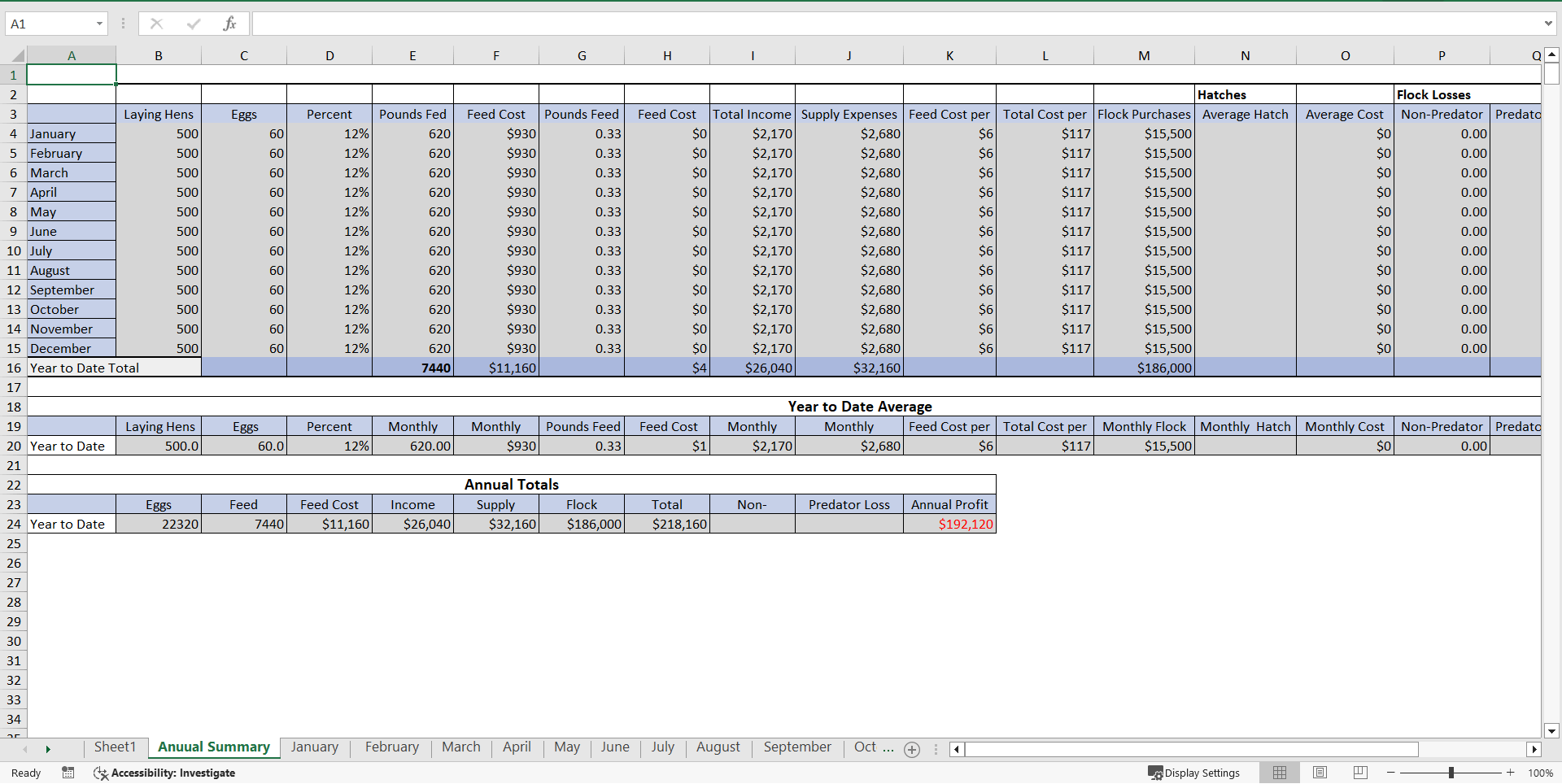 Poultry Farm Recording and Tracking Model (Excel template (XLSX)) Preview Image