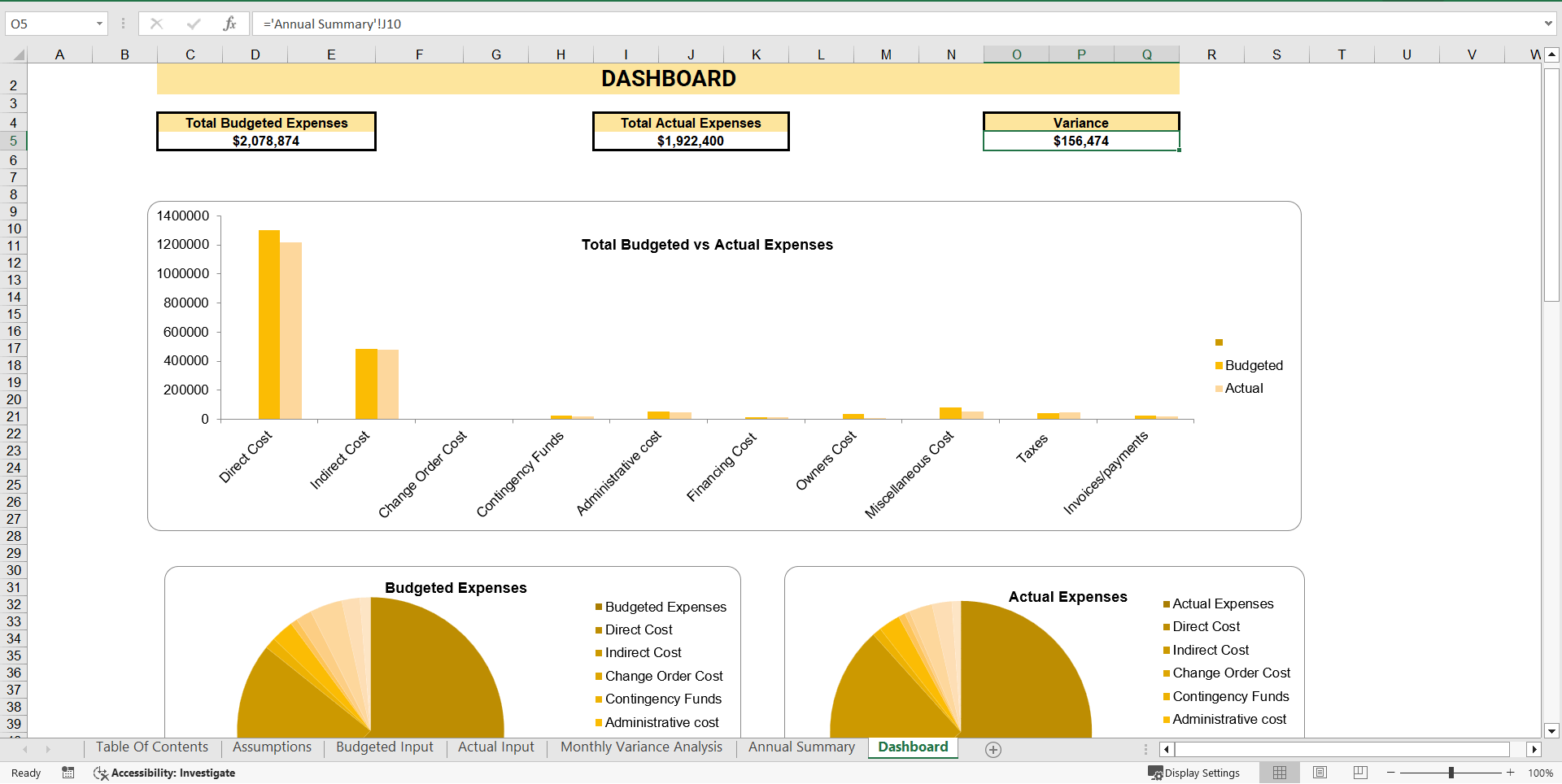 Construction Cost Tracking Spreadsheet (Excel template (XLSX)) Preview Image