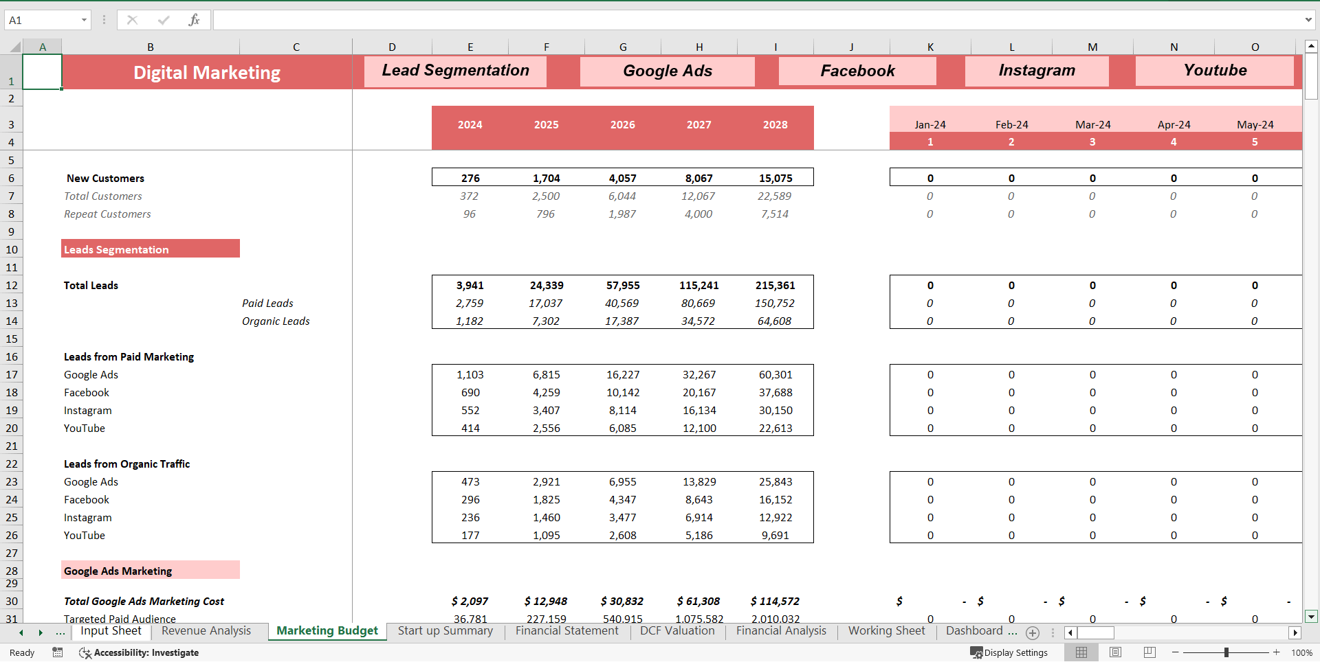 Household Service Marketplace DCF Valuation Excel Model (Excel template (XLSX)) Preview Image