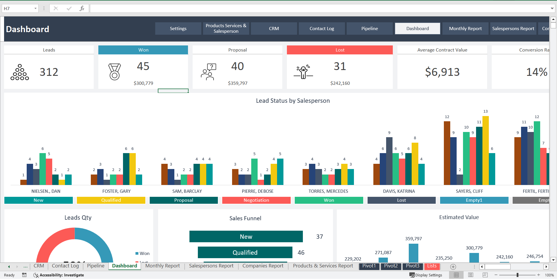 Advanced Excel CRM Template (Excel template (XLSX)) Preview Image