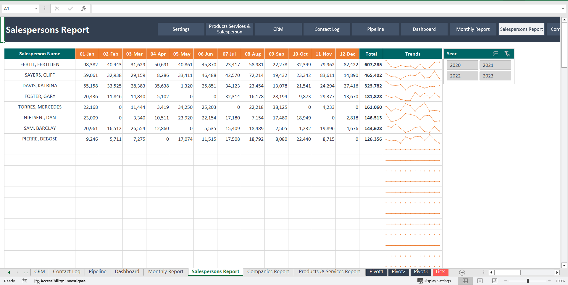 Advanced Excel CRM Template (Excel template (XLSX)) Preview Image