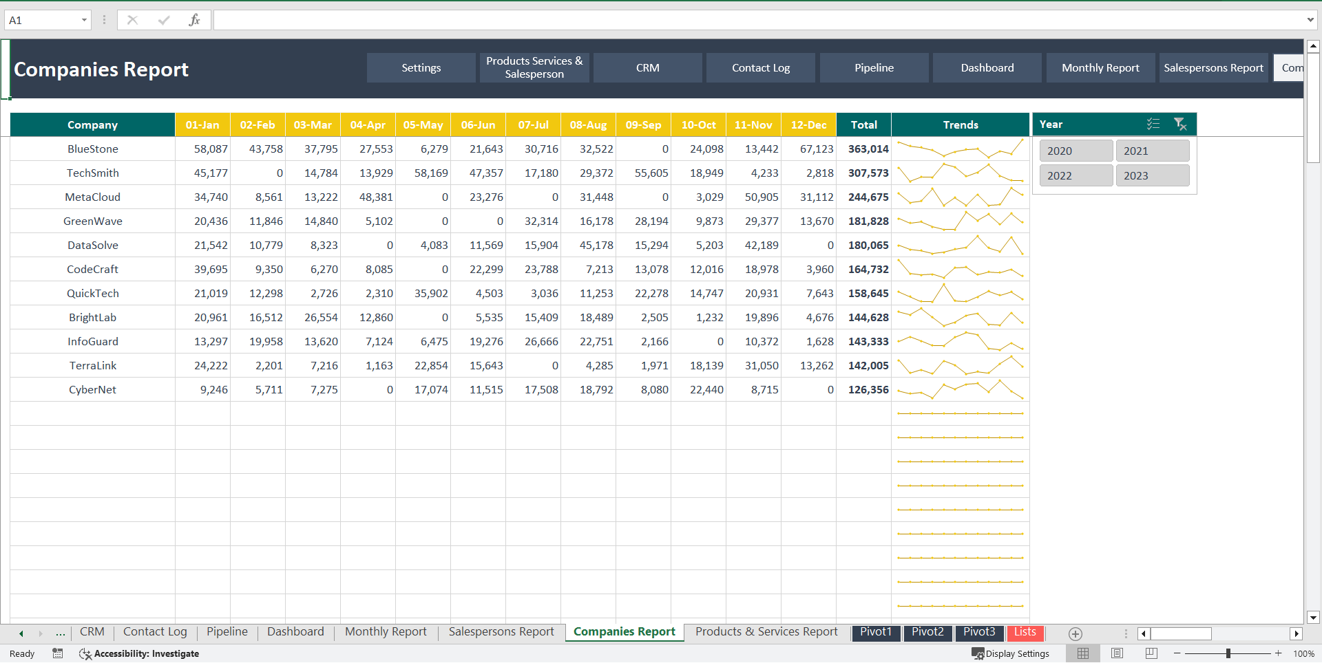 Advanced Excel CRM Template (Excel template (XLSX)) Preview Image