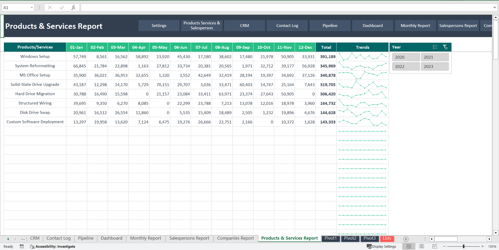 Advanced Excel CRM Template (Excel template (XLSX)) Preview Image