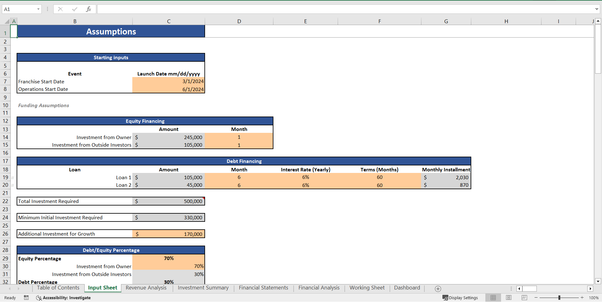 Handel's Ice Cream Franchise Excel Financial Model (Excel template (XLSX)) Preview Image