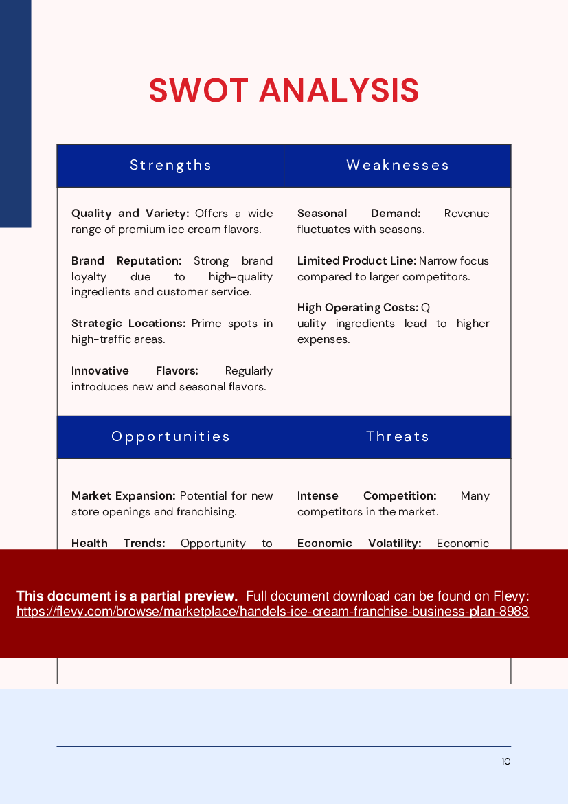 Handel's Ice Cream Franchise Business Plan (39-page PDF document) Preview Image