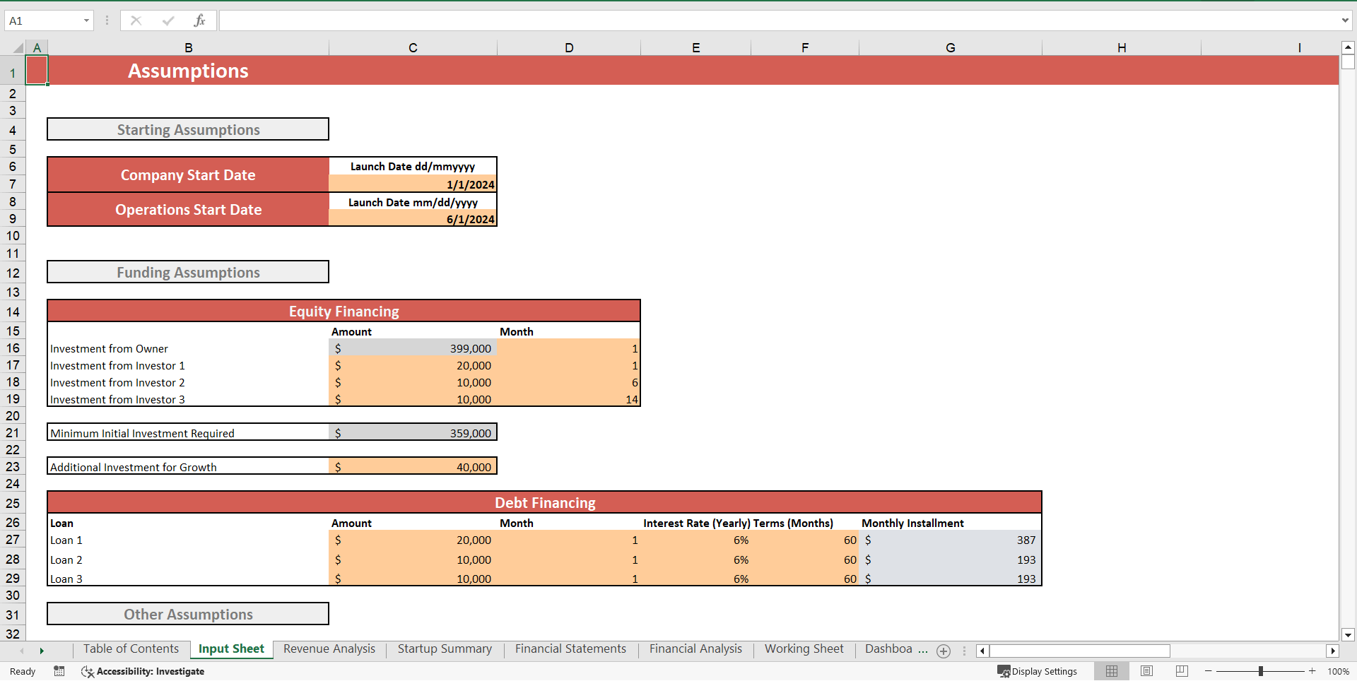 Smoothie King Franchise Excel Financial Model (Excel template (XLSX)) Preview Image