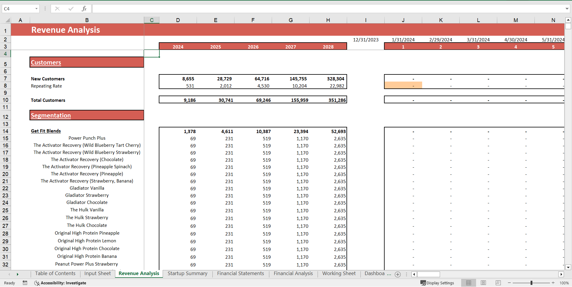 Smoothie King Franchise Excel Financial Model (Excel template (XLSX)) Preview Image