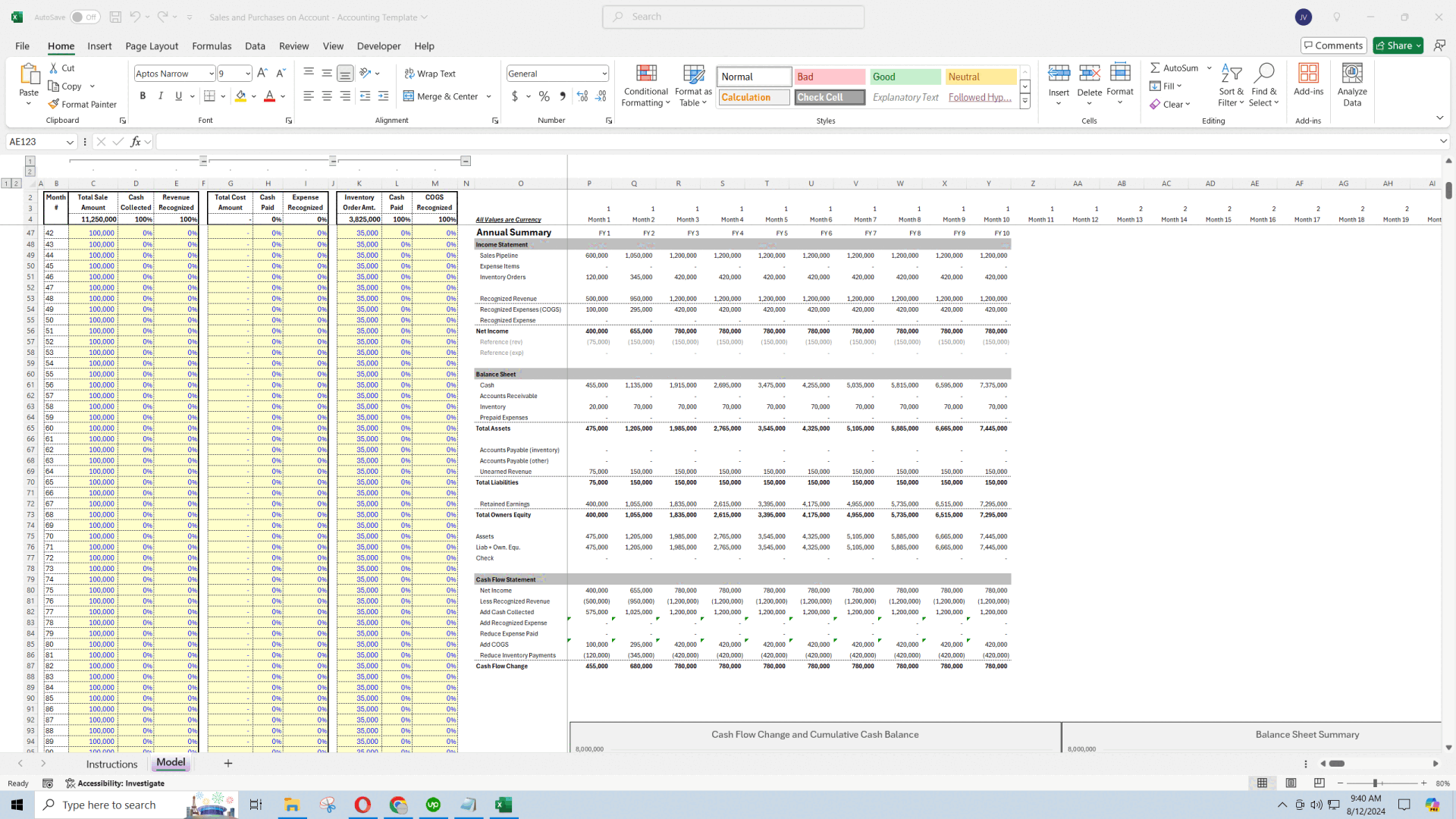 3-Statement Modeling Helper for Sales on Account (Excel template (XLSX)) Preview Image