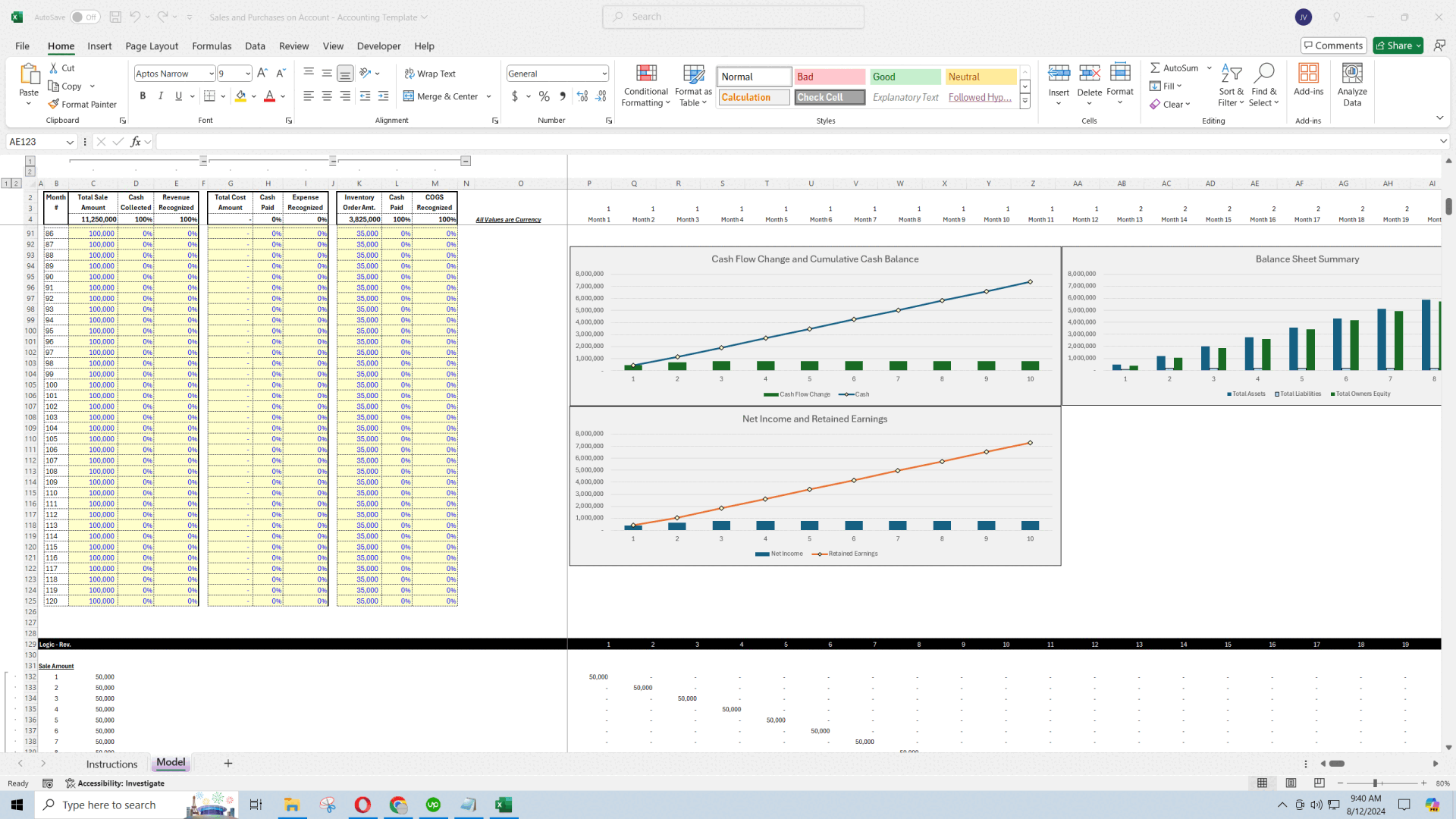 3-Statement Modeling Helper for Sales on Account (Excel template (XLSX)) Preview Image